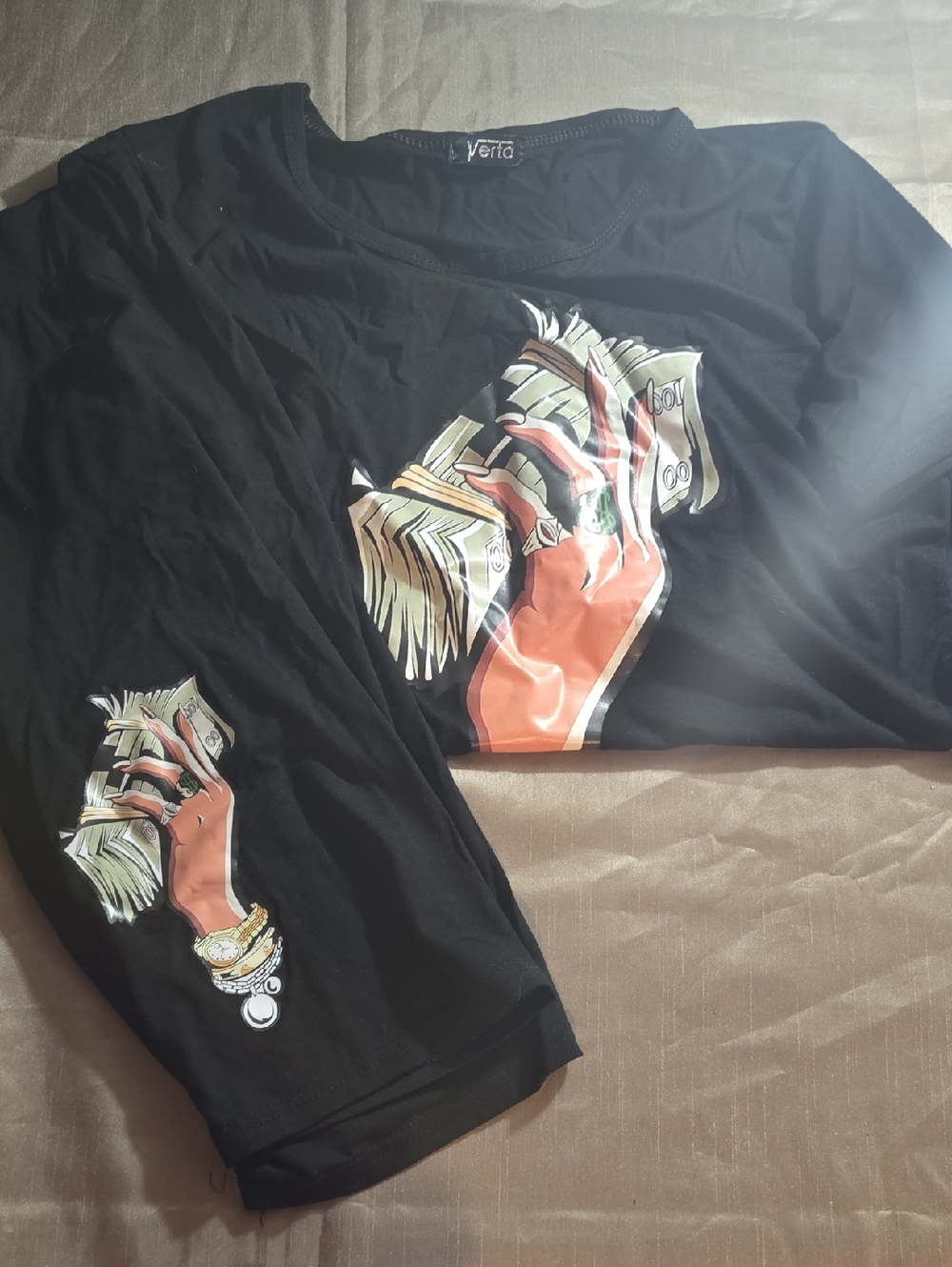 RtA Black Graphic Tee with Subtle Print